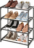 TAUEHR Metal Small Shoe Rack,Stackable Kids Shoe Stand,Narrow Shoe Storage Shelf for 8-10