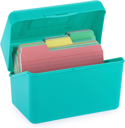 BTSKY 1 Pack 4 x 6 inch Index Card Box - Plastic Storage Organizer for Recipes, Note Cards, Flashcards, Green (Not