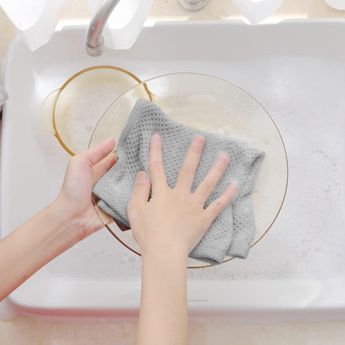 Homaxy 100% Cotton Waffle Weave Kitchen Dish Cloths, Ultra Soft Absorbent Quick Drying 12 x 12 Inches, 6-Pack