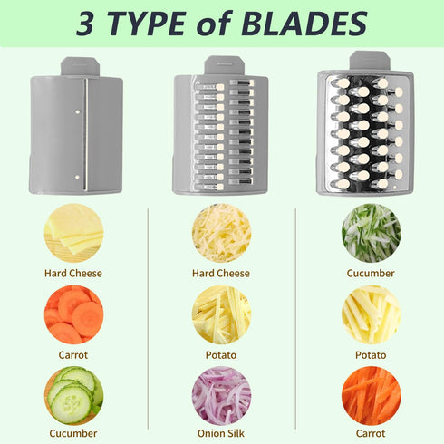 Electric Cheese Grater, Salad Maker Shooter, Vegetable Fruit Slicer for Home Kitchen Use, Green, CY-661
