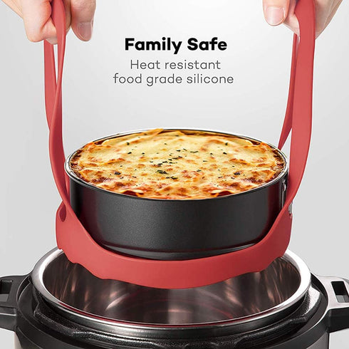 Pressure Cooker Sling, Silicone Bakeware for 6 Qt/8 Qt Instant Pot, Anti-scalding Bakeware Lifter Steamer Rack, Red