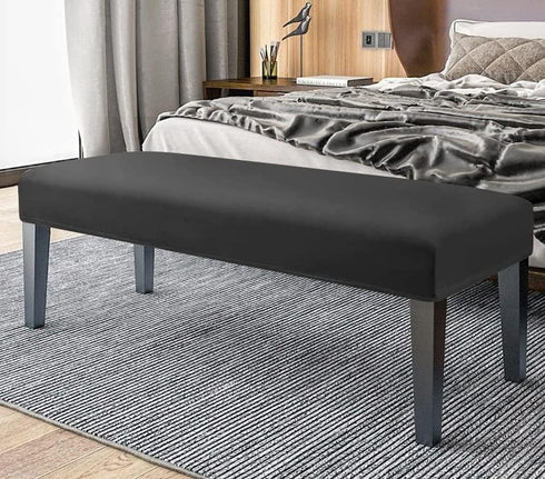60inch FORCHEER Dining Bench Cover Velvet Black Bench Slipcover Stretch Bench Seat Protector for Bedroom, Kitchen