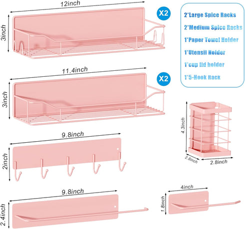 IYEBAU Refrigerator,8 Pack Set Magnetic Spice Rack for Magnetic Fridge Shelf, Moveable Spice Organizer with Hook Rack