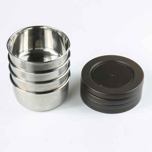 Stainless Steel 10oz Lidded Bowls, 4 Pack Unbreakable Small Bowls with BPA-free Plastic Lids