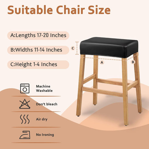Lufyzora 100% 20% Counter (4 PU Leather Bar Stool Covers Rectangular, Waterproof Stool Covers Rectangle Super Stretch