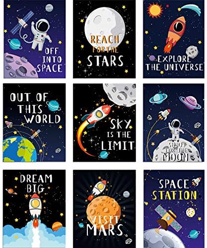 Blulu 9 Pieces Outer Space Decor for Kids Room Boy Bedroom Space