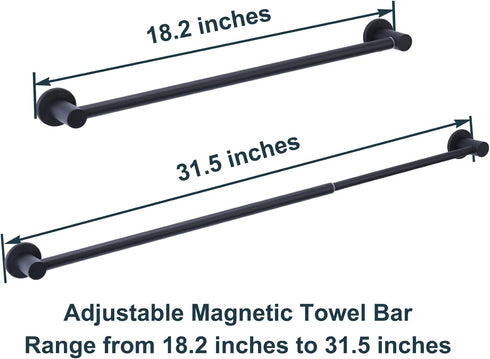 Adjustable Magnetic Towel Bar Holder for Refrigerator, Magnet Classroom Flip Calendar Chart Rod for Whiteboard, Fridge Top Guard Rack Stop Items from Falling, 18-31.5 inches, Black by JAZBREY