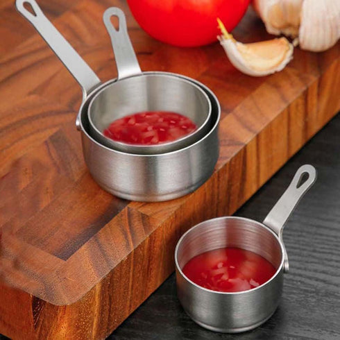 2PCS Stainless Steel Mini Sauce Pan, Dipping Sauce Bowl with Handle, Cooking Sauce Cup for Restaurant Table