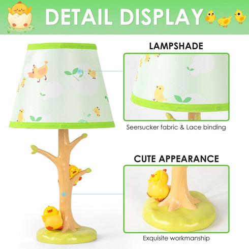 HERBESTBAY 16 Inch Bulb, Table Lamp for Kids, Cute Chicken Bedside Lamp with LED Animal Resin Desk Lamp for Boys Girls