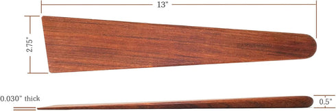 Earlywood 13 inch Multi-Purpose Handmade Wood Cooking Utensil - Egg Turner, Cast Iron Scraper