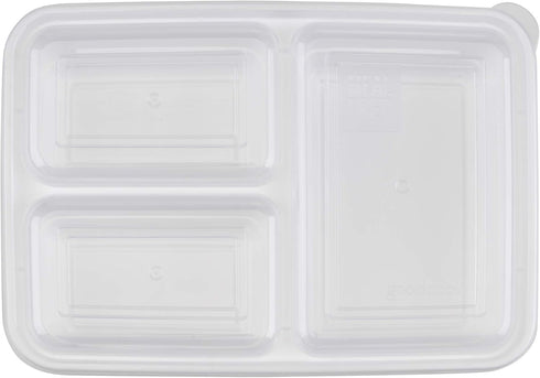GoodCook Meal Prep Rectangle Three Compartment Set, 20-Piece, White, BPA-Free