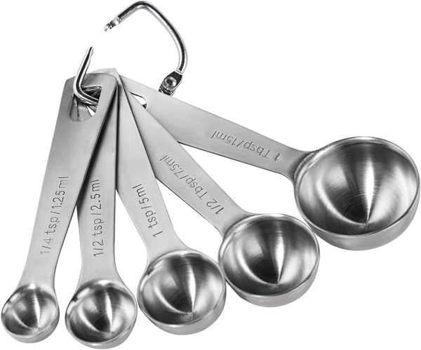 U-Taste Measuring Spoons Set of 5: 18/8 Stainless Steel for Dry and Liquid Ingredients