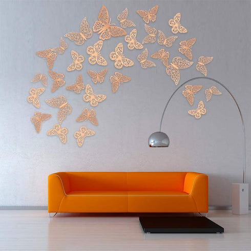 FOMTOR 72 pcs Gold Butterfly Wall Decor, 3D Paper Butterflies for Cake Decorating and Wedding Party Decorations