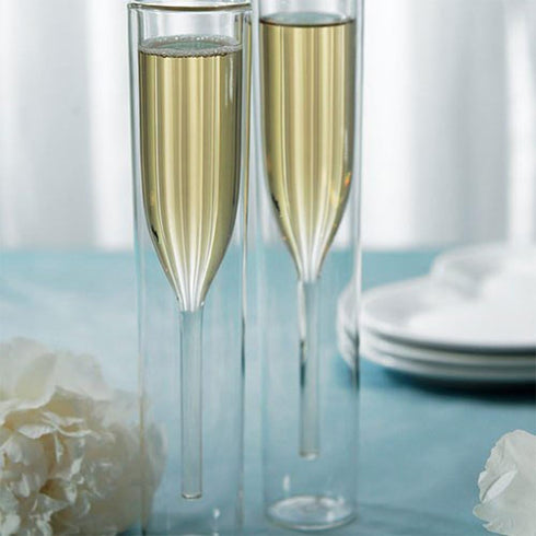 Contemporary Double-walled Glass Champagne Flutes