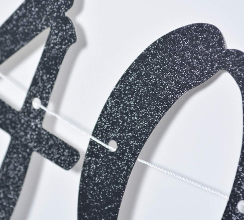 Happy 40th Birthday Banner, Pre-Strung Decorations for 40th Birthday Party (Gold & Black Glitter)