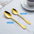 Seeshine Gold Dinner Spoon Set, 7.6-inch Stainless Steel Shiny Gold Table Silverware, Set of 6