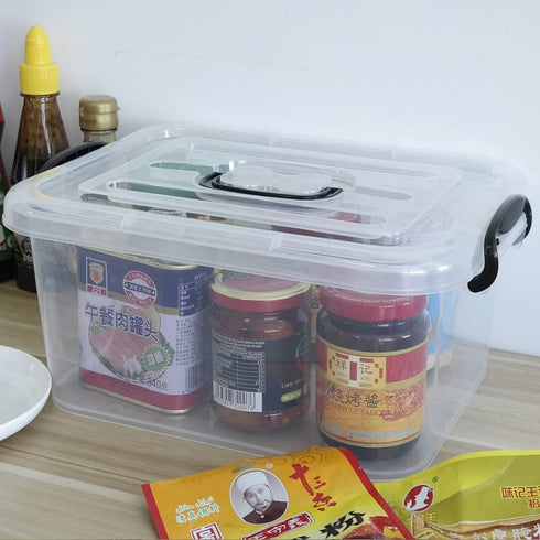 8 Liter Plastic Storage Box - 2-Pack Clear Storage Bins with Handles for Organizing