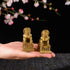 BRABUD 2.8in Fengshui Brass Pair of Fu Foo Dogs Guardian Lion Statues, Housewarming Congratulatory ZD099 Gold