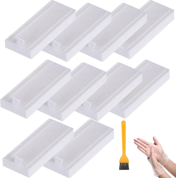 Replacement Parts for Coredy R380 1700Pa, R300 Robot Vacuum Cleaner, Includes 10 Filters