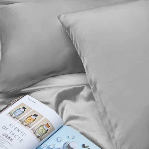 INSSL Mulberry Silk Pillowcase for Women - Standard Size, Grey, Comfortable and Breathable for Hair and Skin