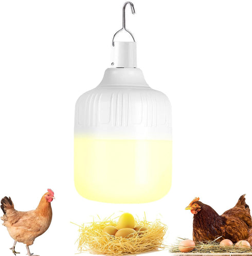 Rechargeable Chicken Coop Light- 3000K Warm Yellow Cordless Hanging Lamp, Rechargeable Battery