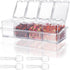 HANHAN Clear Seasoning Boxes, 4 PCS Acrylic Spice Shakers with Spoon, Lid & Tray for Kitchen Storage (Clear)