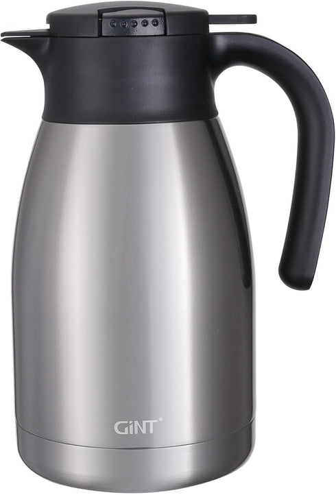 GiNT 51Oz Stainless Steel Thermal Coffee Carafe with Lid, Double Walled Vacuum Thermos, 12 Hour Heat Retention, Silver