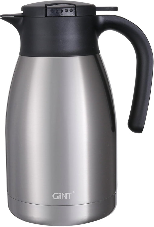 GiNT 51Oz Stainless Steel Thermal Coffee Carafe with Lid, Double Walled Vacuum Thermos, 12 Hour Heat Retention, Silver