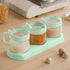 NAN Wind Glass Seasoning Box Set,12oz/350 ml Condiment Set With Lids and Spoon,Clear Glass Condiment Canisters,2Pack Scondiment Jar Set for Sugar Pepper for Kitchen Counter(Green)