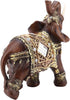 Feng Shui Wood Grain Elephant Statue 5.5" - Thai Elephant with Trunk Up - Collectible Figurine for Home Decor