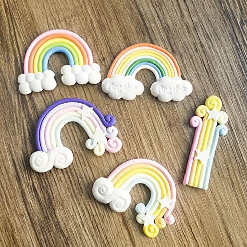 Fewo Rainbow and Cloud Fondant Molds, Silicone Gum Paste Polymer Clay Resin Sugar Craft Mould (Set of 2)