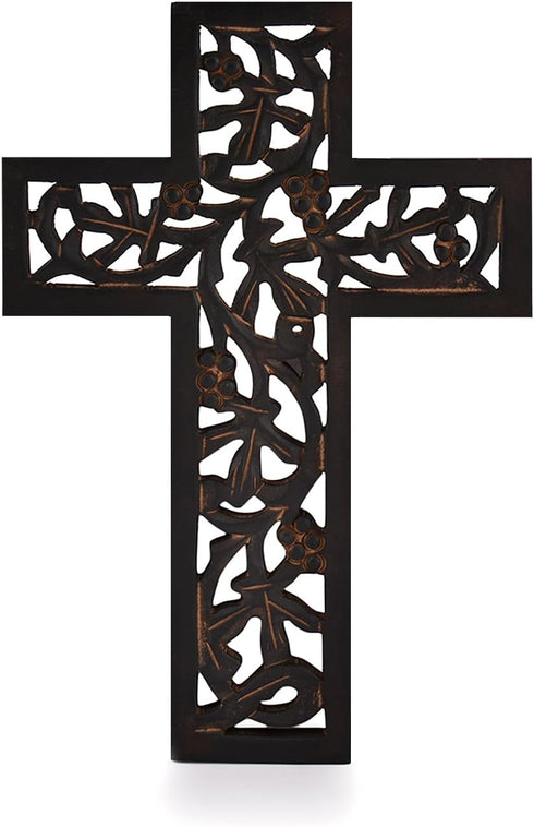 Nirvana Class Wooden Wall Hanging Cross, Handmade Antique Design for Home Living Room Décor Accessory
