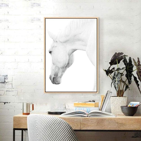 HPNIUB White Horse Wall Art Print Set of 2 (12”X16”, Unframed, Black White Canvas Artwork for Bedroom Decoration)