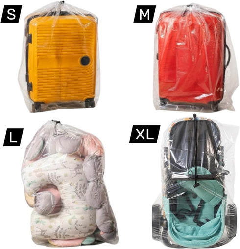 Set 4 Dust Cover Big Plastic Drawstring Bags Multi-Purpose for Storage and Keeping Luggage, Big Dolls, Blankets