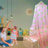 Eimilaly Glow in The Dark Stars Bed Canopy, Pink Princess Mosquito Net for Girls Bed Room Decor