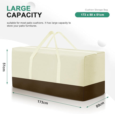 68 30 20 Inch, Extra Large Patio Outdoor Waterproof Cushion Storage Bag, Outdoor Cushion Furniture Storage Bag