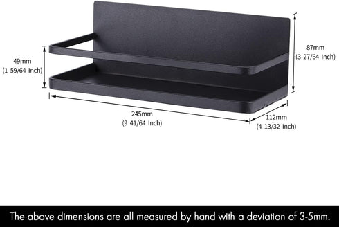 KES Magnetic Spice Rack for Refrigerator, Magnetic Shelf Spice Shelf for Kitchen, 2 Pack Matte Black