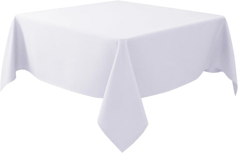 Biscaynebay Fabric Square Tablecloths 54x54 Inches, White Water Resistant Table Cloth for Dining and Parties