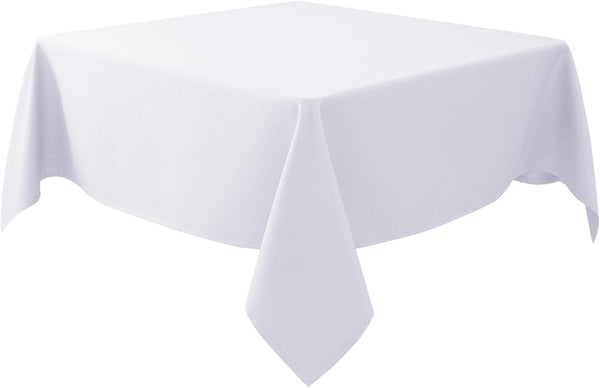Biscaynebay Fabric Square Tablecloths 54x54 Inches, White Water Resistant Table Cloth for Dining and Parties