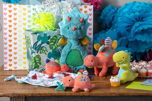 Mary Meyer Pebblesaurus Stuffed Animal Security Blanket, 13 x 13-Inches, Coral Dinosaur for Kids