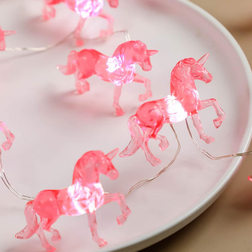 8.5 20LED Unicorn Night Lights Pink String Lights Cute Fairy Lights Unicorn Horse Gifts USB Plug in or Battery Power