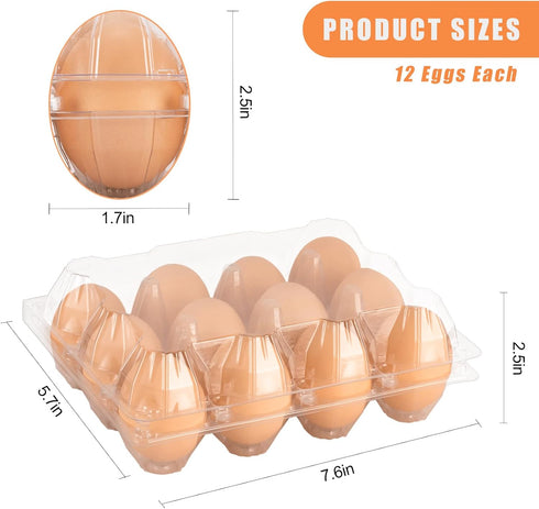 Lixavaer 180 Pack 34 Clear Plastic Egg Cartons, Reusable Stackable Egg Containers for Farm, Market & Fridge Storage