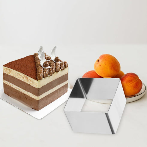 UPKOCH 4" Square Mousse Mold, Stainless Steel Cake Ring for Tiramisu Cheesecake, Dishwasher-Safe