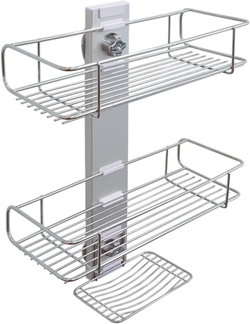 BATHBEYOND Shower Caddy Suction Cup Tier Shower Shelf - Adjustable 3 Tier Caddy with Extra Adhesive Sticker