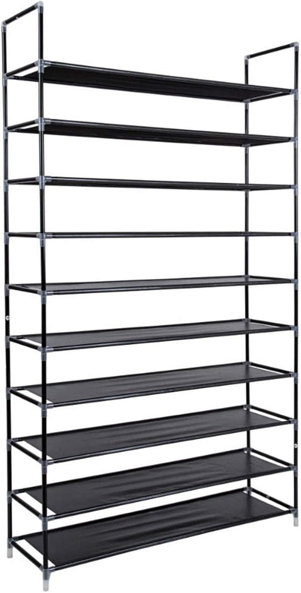 Acedas 10 Tiers Shoe Rack 50 Pairs, Space Saving Shoe Shelf, Non-Woven Fabric