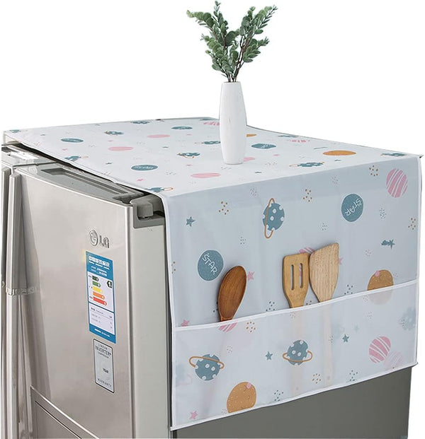 Refrigerator Dust-Proof Cover with Storage Pockets, PEVA Material Waterproof Cover for Washing Machine, Multi-Purpose
