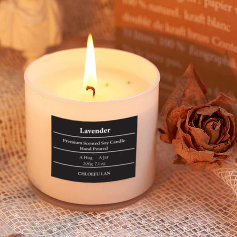 Chloefu LAN Lavender and Vanilla Candle, Highly Scented Soy Candles for Home, 7.1oz, 45 Hour Burning, 2 Pack