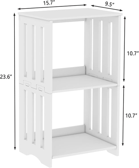 3-Tier HAYOFAMY End Table Nightstand White, Narrow Side Table with Storage Shelf, Small Bookshelf Bedside Table