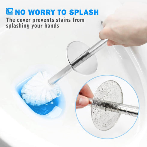 IXO 2 Pack 304 Toilet Brush and Holder, Toilet Brush with Stainless Steel Long Handle, Toilet Bowl Brush for Bathroom