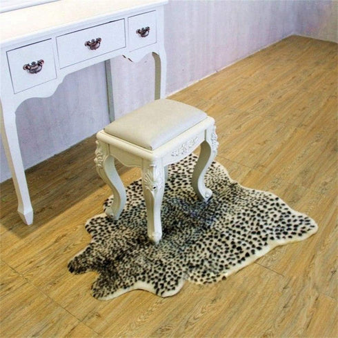 Leopard Print Rug, Cute Faux Cheetah Cowhide Skin Fur Rug, Animal Printed Area Rug for Home Office